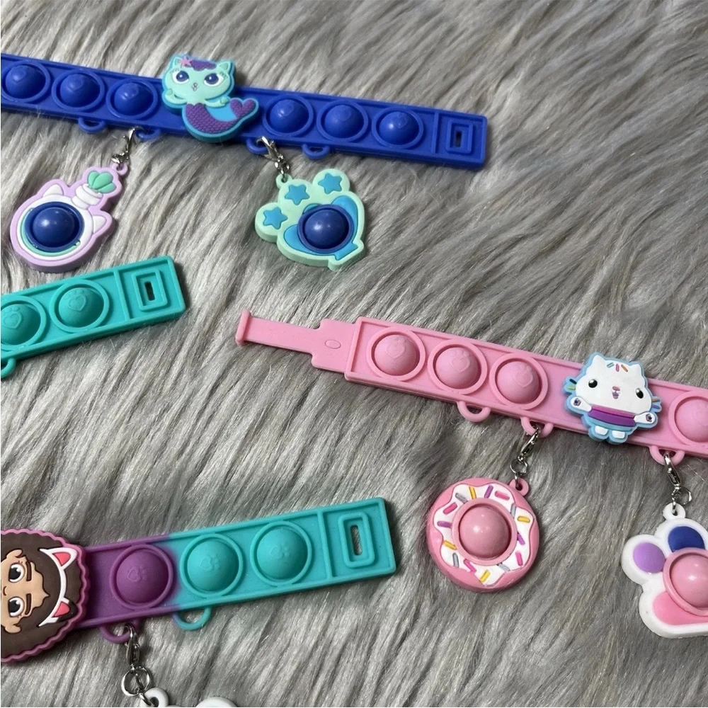 Gabbys Dollhouse Pop Eeze Fidget Rubber Bracelet Bundle Of 4